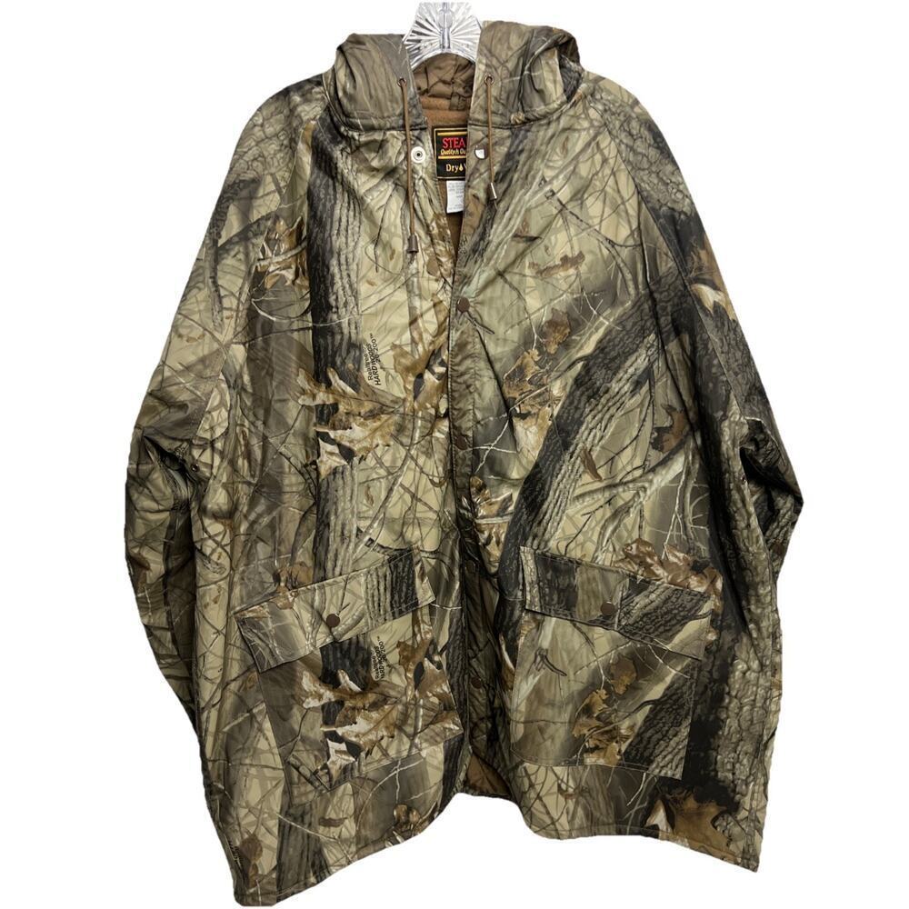 Stearns Dry Wear Hunting Rain Jacket Mens XL Realtree Hardwood Camo Lined Hooded